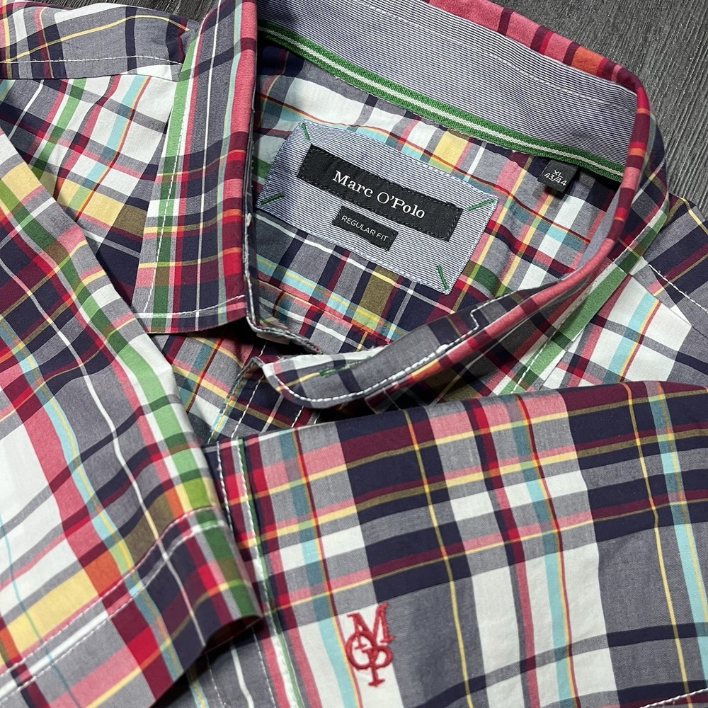 Marc O‎ Polo Mens Regular Fit Short Sleeve Shirt Large Tartan Plaid Camp Shirt